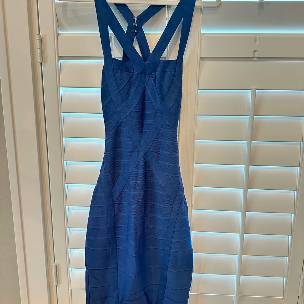 Herve Leger blue bandage dress